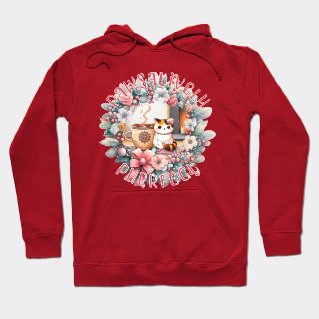 Meowy Catmas Wreath Pawsatively Purrfect 1C1 Hoodie by catsloveart